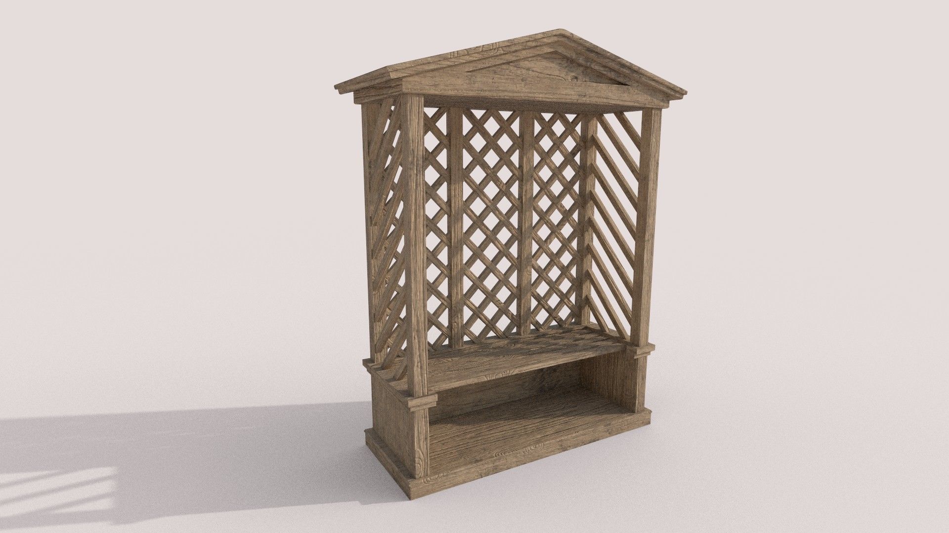 Seat Bench Low-poly 3D model_5