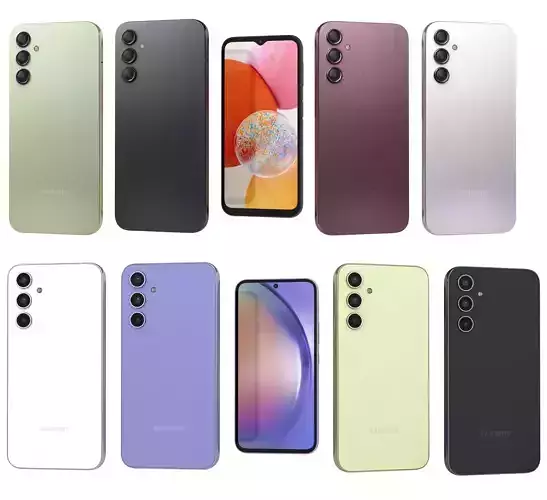 Samsung Galaxy A54 and A14 Low-poly 3D model