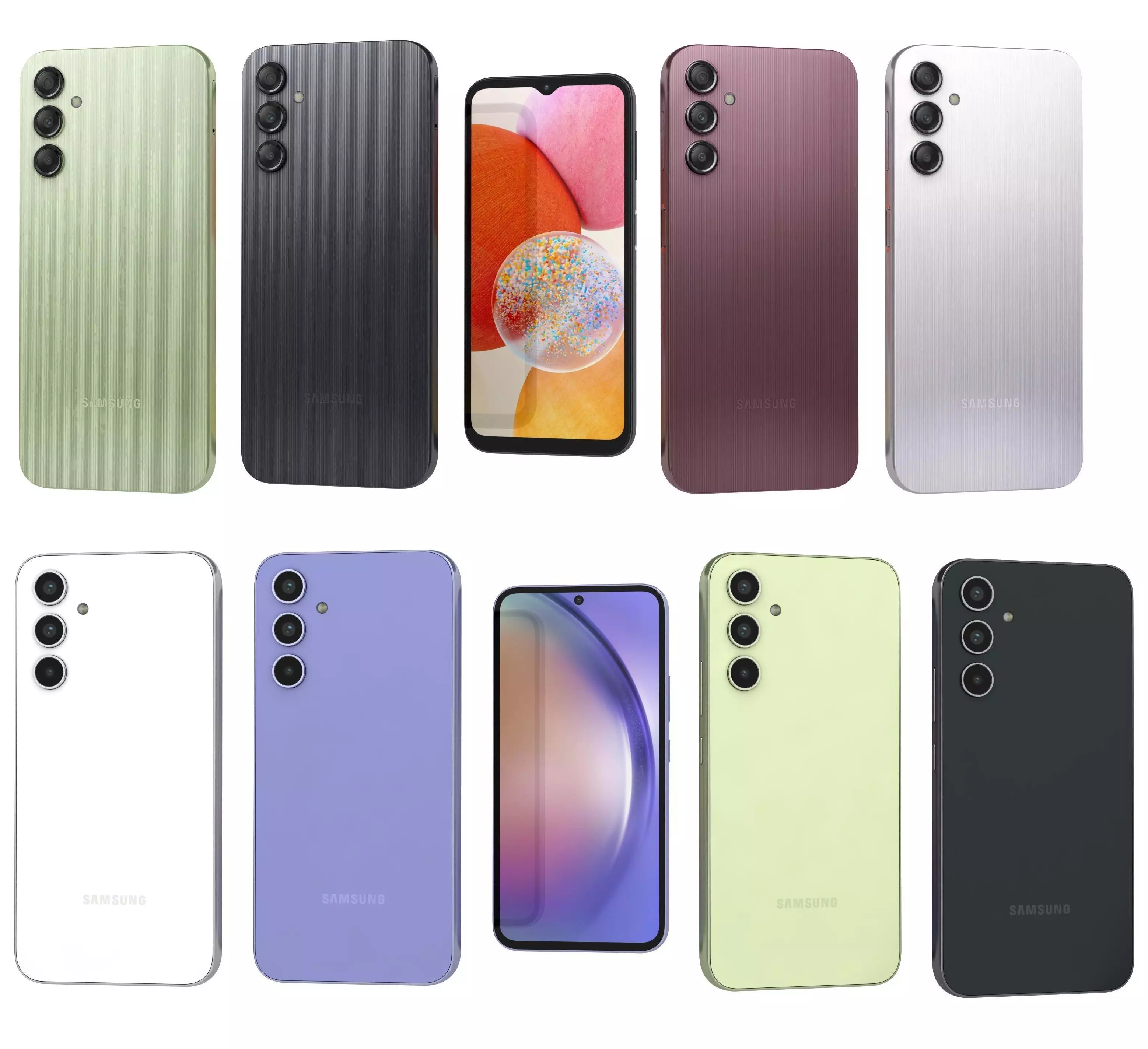 Samsung Galaxy A54 and A14 Low-poly 3D model