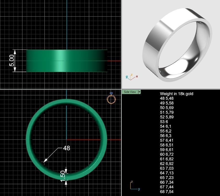 Flat ring 5mm with comfort inner many sizes 3D print model_1