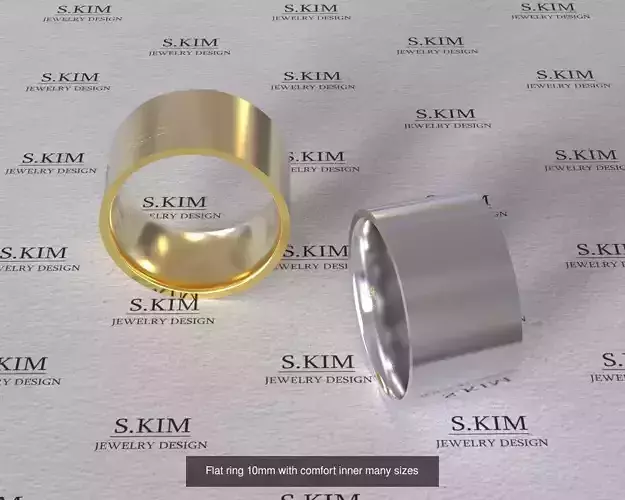 Wedding rings flat outline comfort inside many finger sizes 3D Model Collection