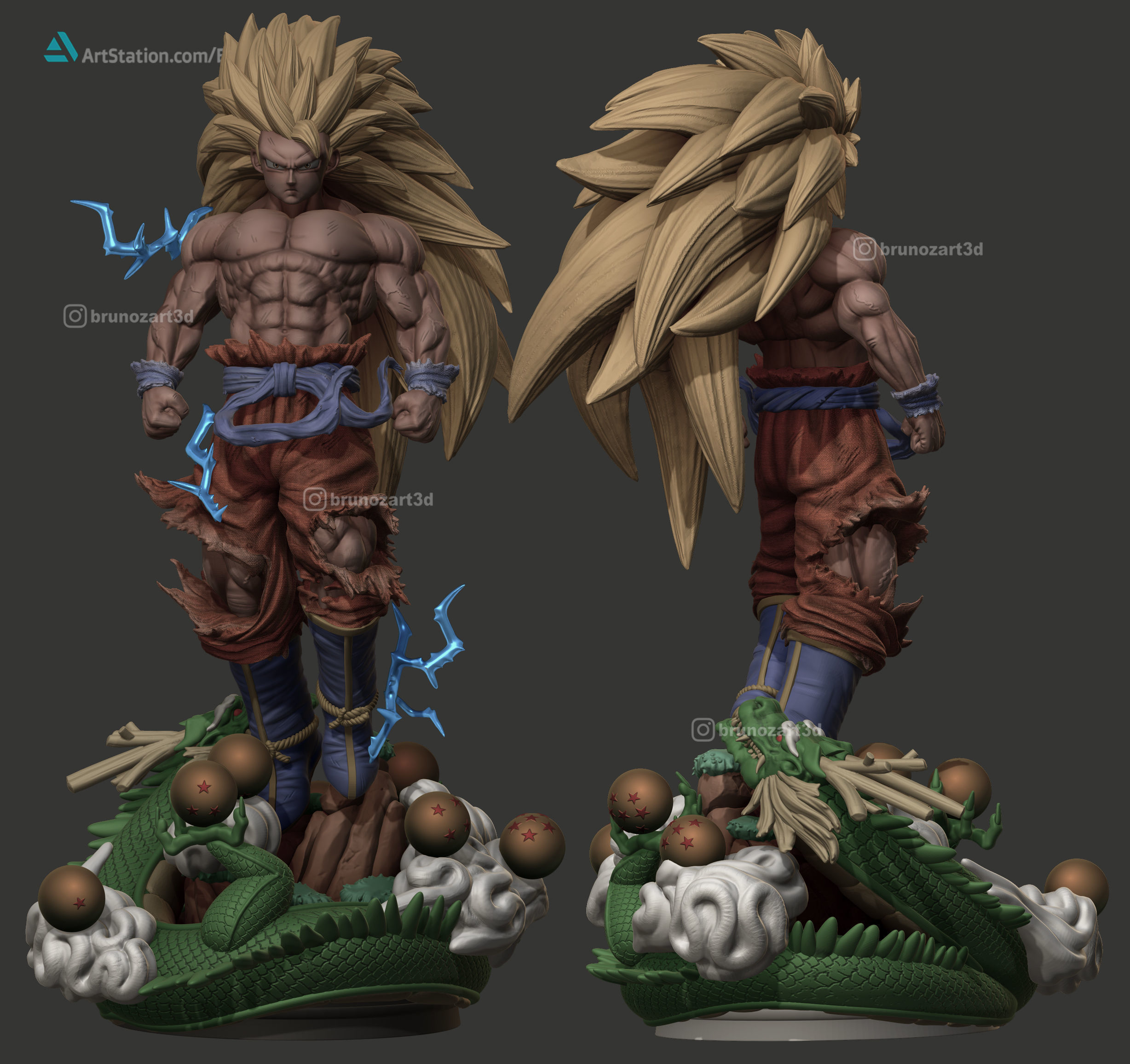 Goku SSJ 3 Full Vers 3D print model_1