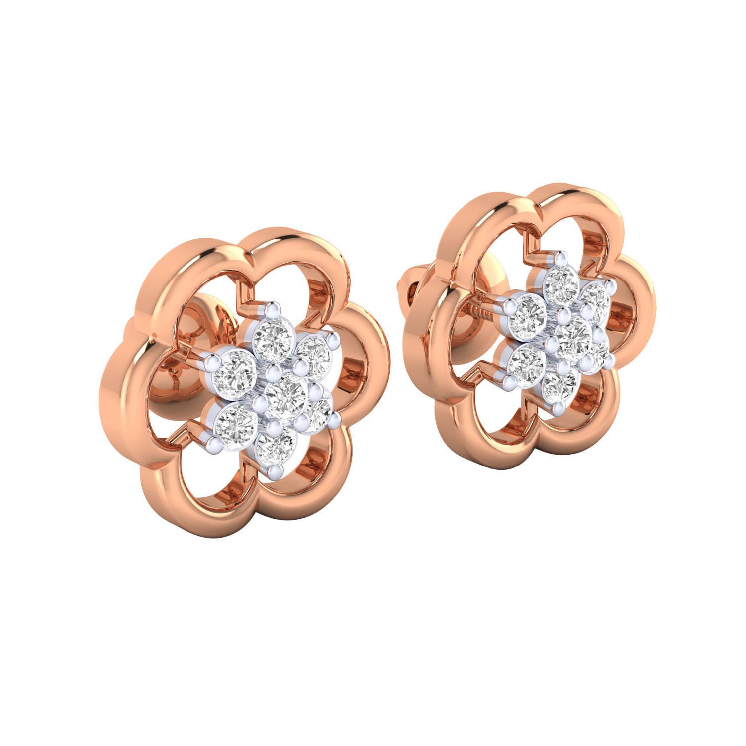 Women Stud Earrings STL JCD OBJ FBX Renders Details 3D print model_2