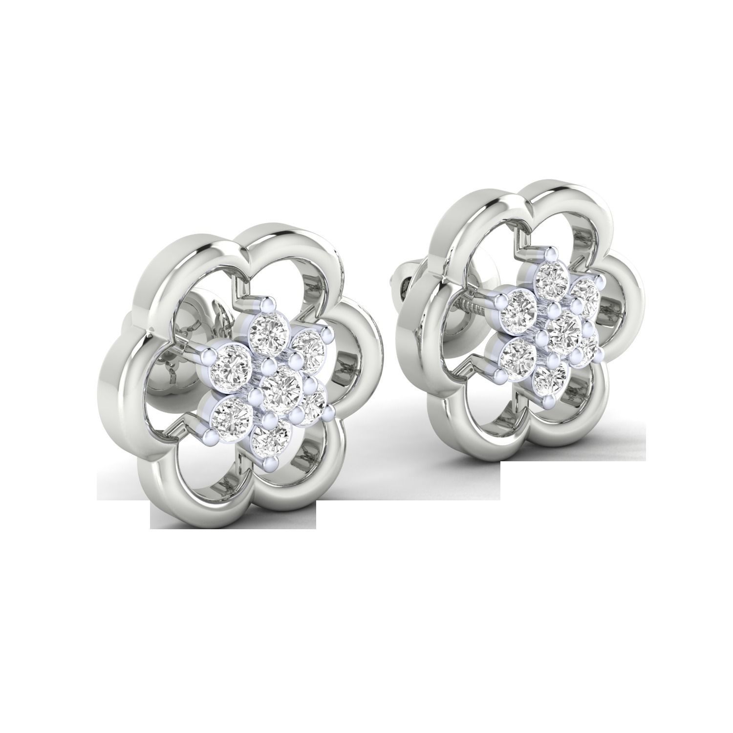 Women Stud Earrings STL JCD OBJ FBX Renders Details 3D print model_9