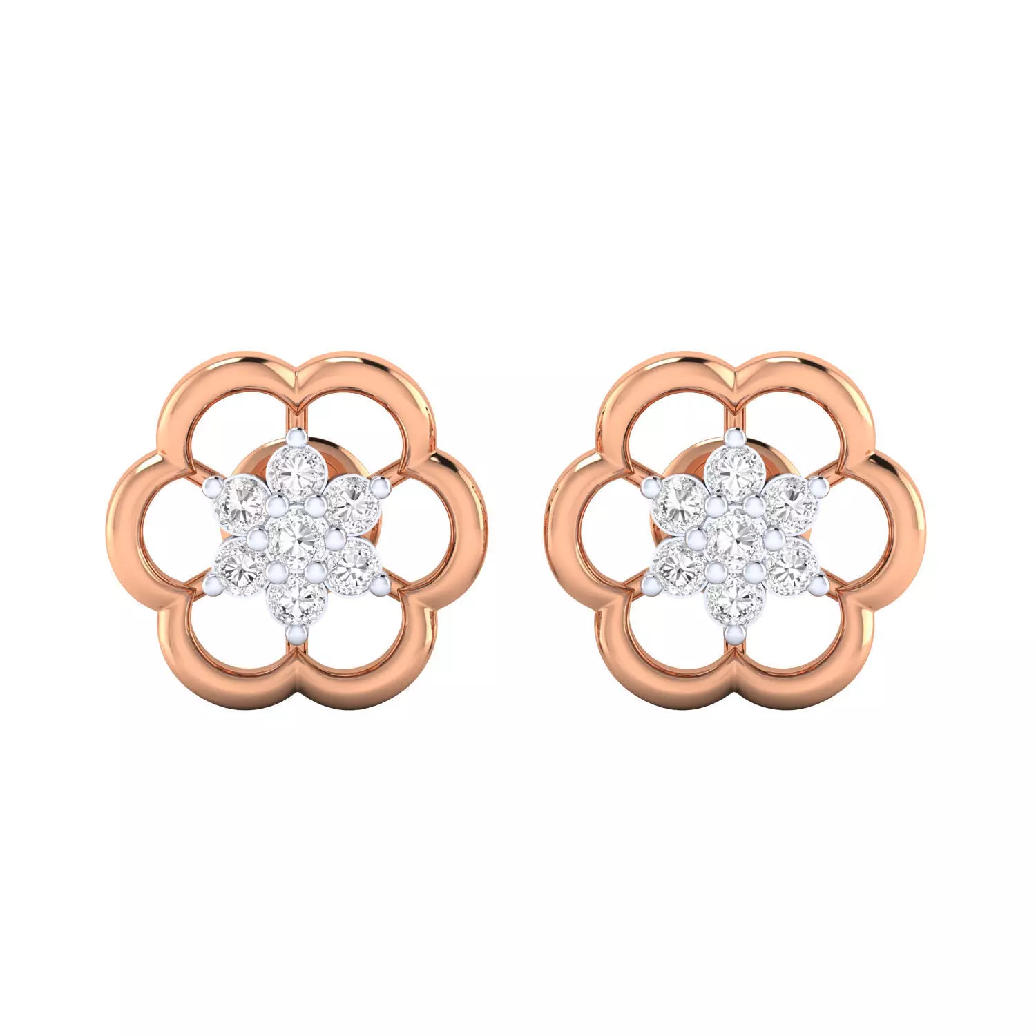 Women Stud Earrings STL JCD OBJ FBX Renders Details 3D print model_0