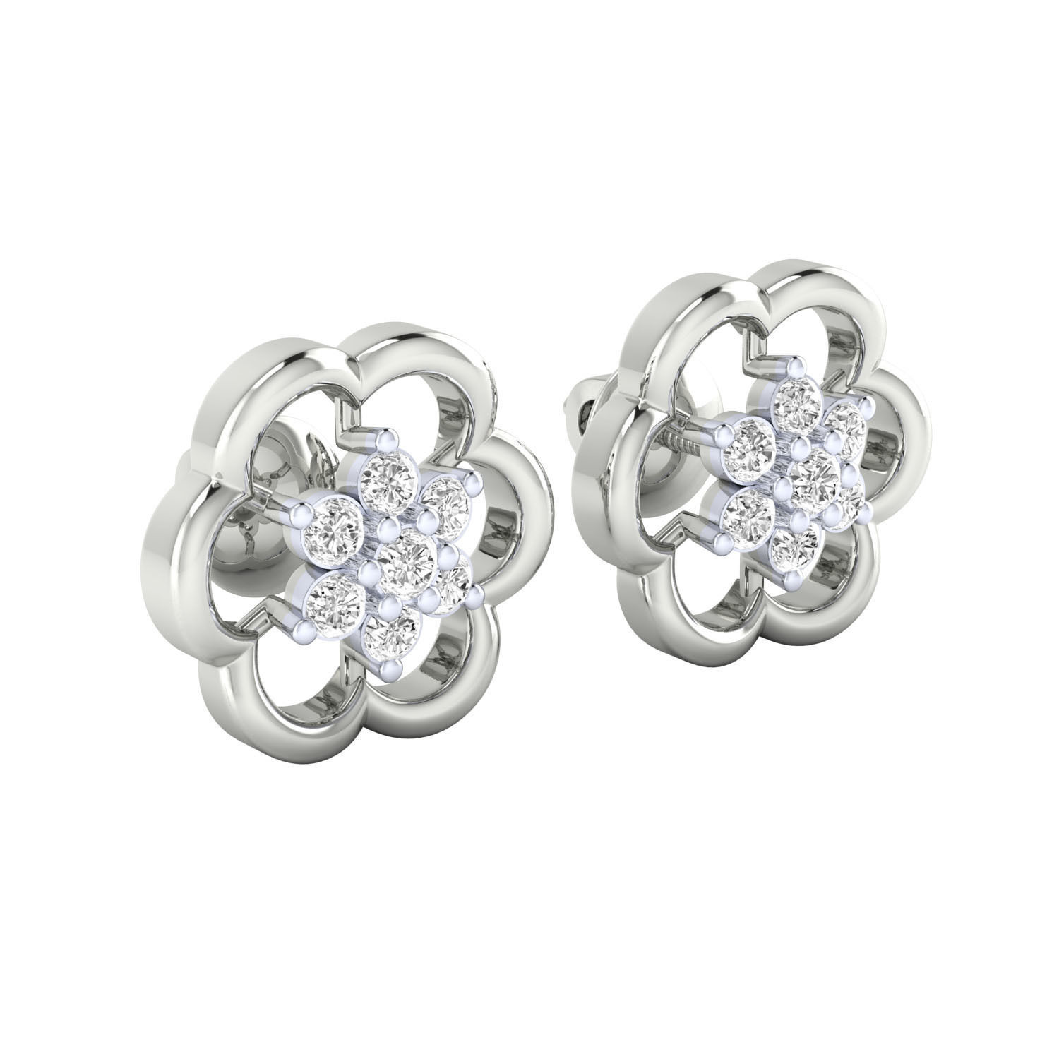 Women Stud Earrings STL JCD OBJ FBX Renders Details 3D print model_8