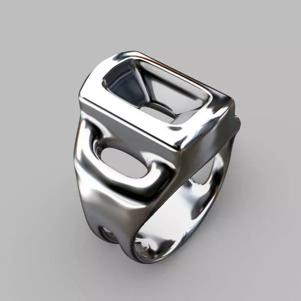 Jewelry3dfile45 silver ring with square shape 3D print model