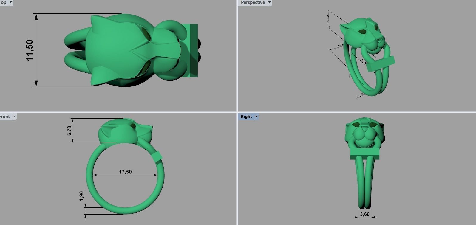 Pantera ring 3D print model_1