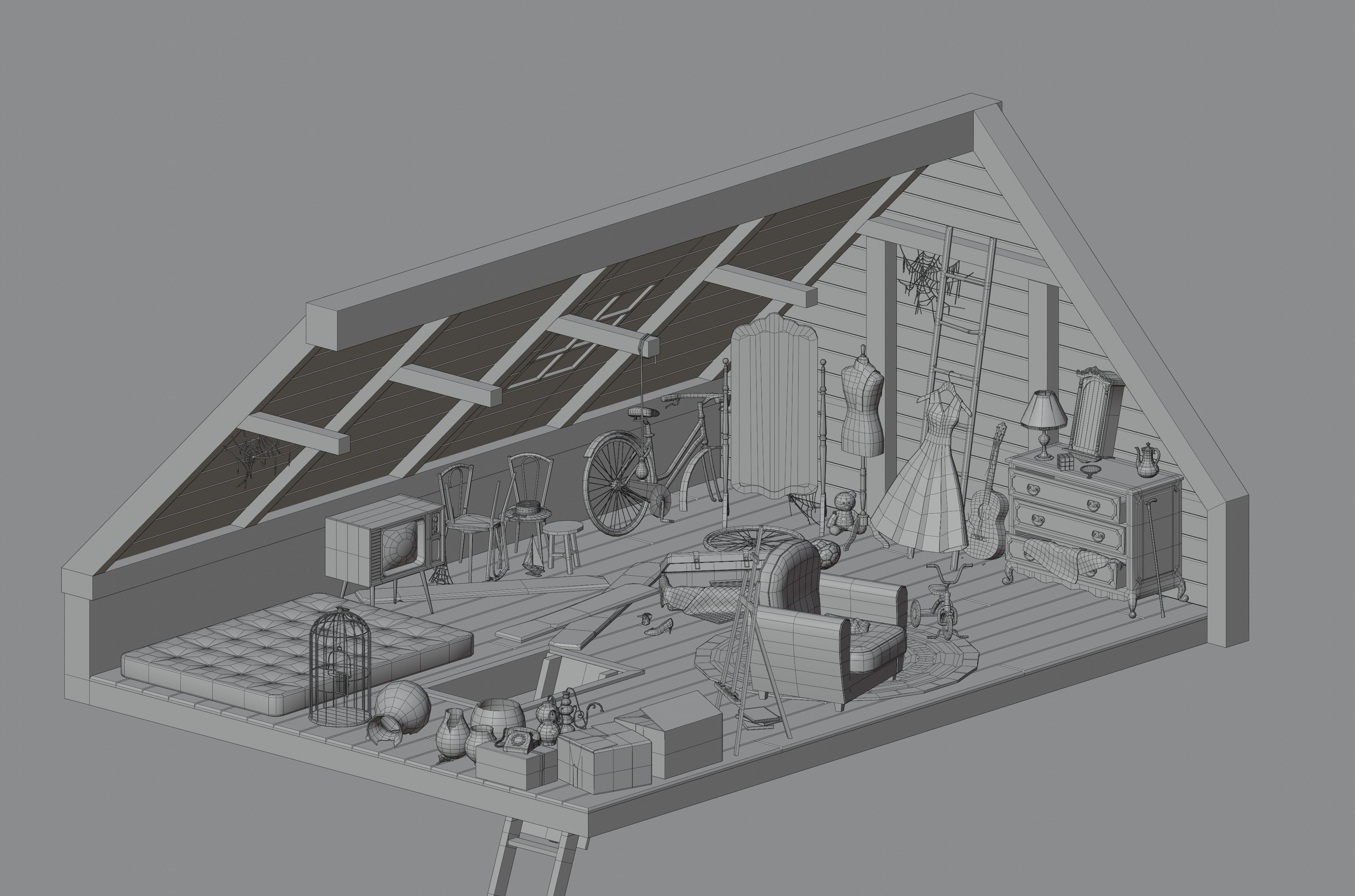 3D model Attic VR / AR / low-poly | CGTrader