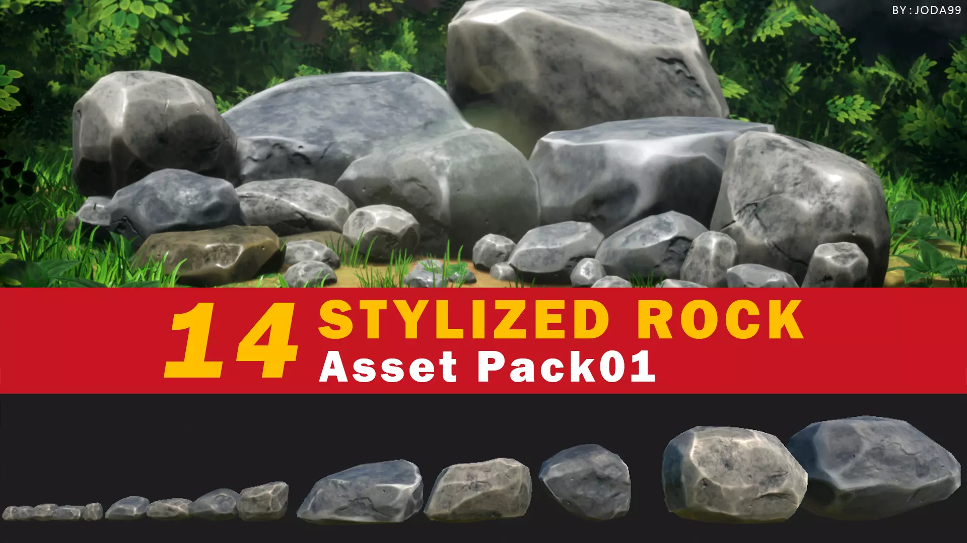 Stylized Rock Pack01 Low-poly 3D model