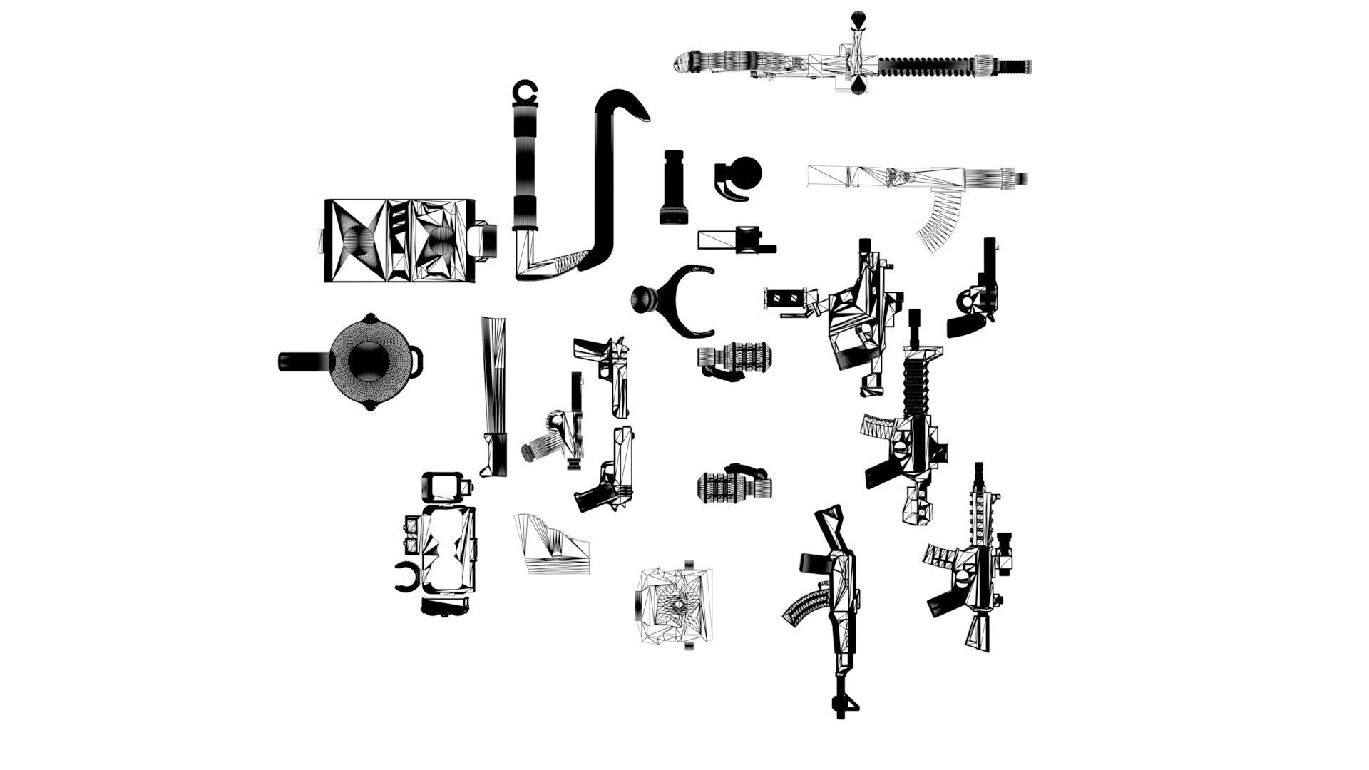 Lego Realsize 3D Scan Weapons Collection Low-poly 3D model_1