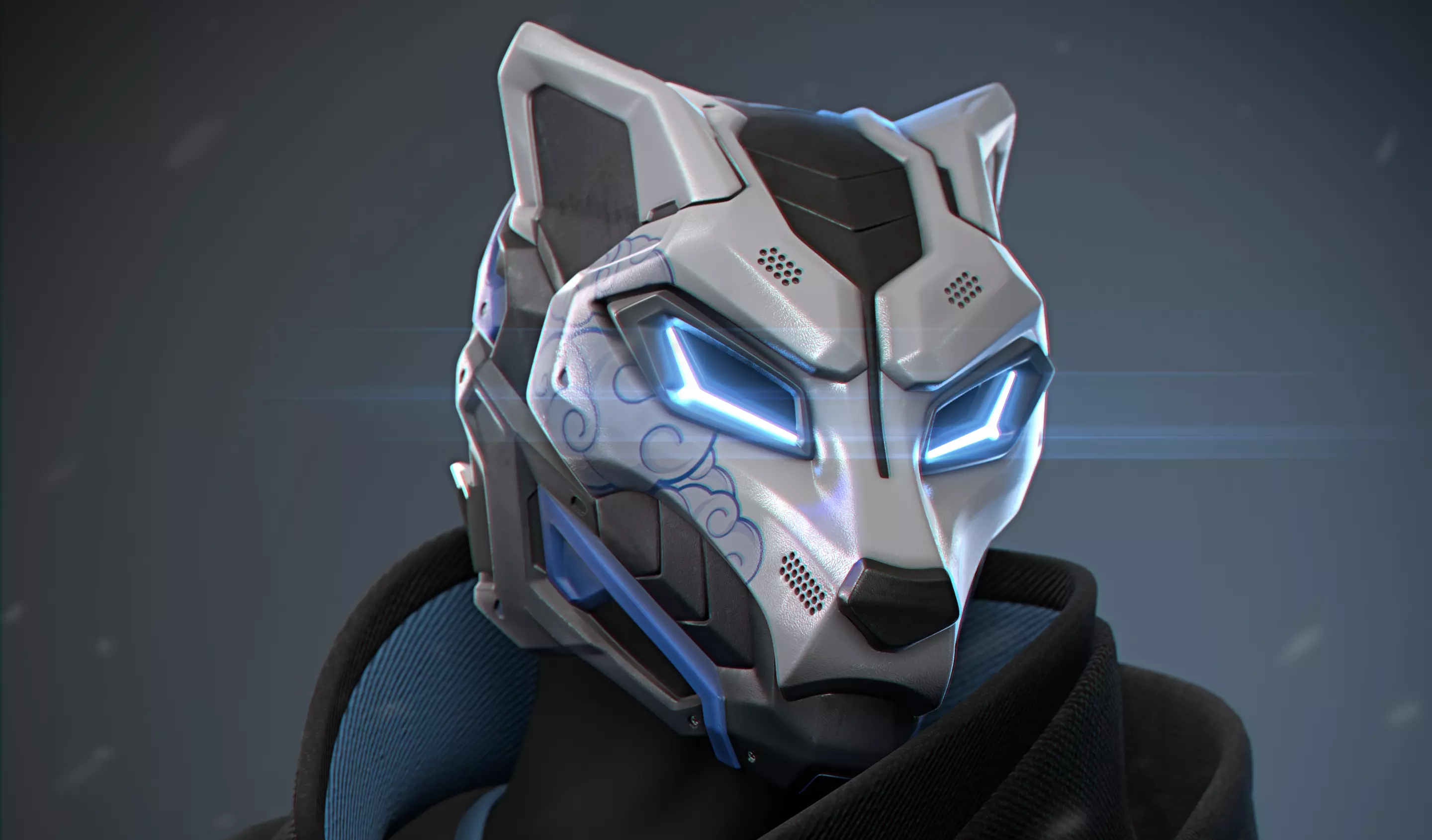 Neo Wolf - cosplay sci-fi mask - digital STL file for 3Dprinting 3D print model_0