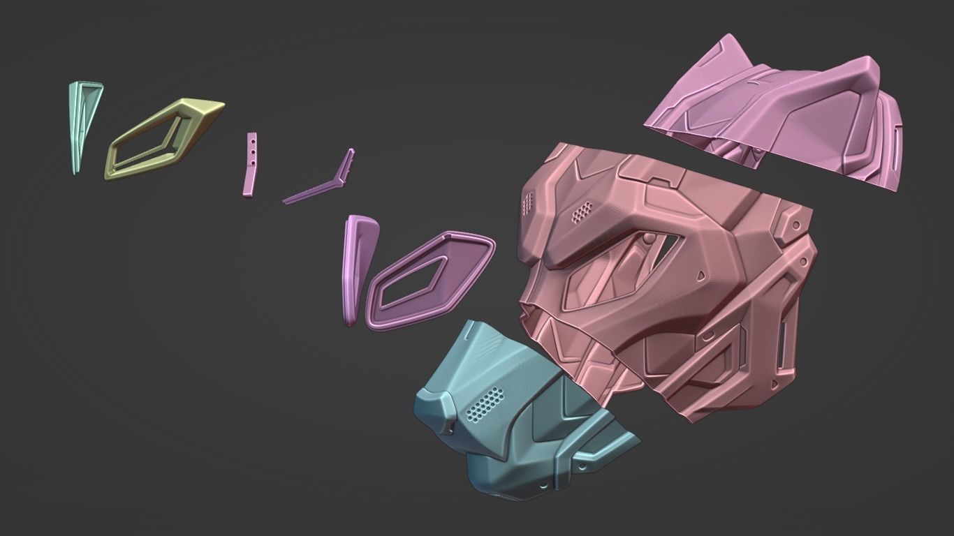 Neo Wolf - cosplay sci-fi mask - digital STL file for 3Dprinting 3D print model_9