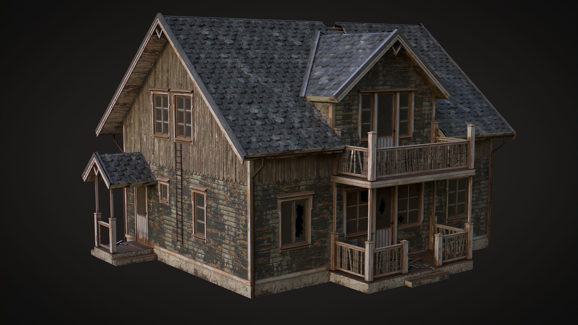 Haunted House Low-poly 3D model_4