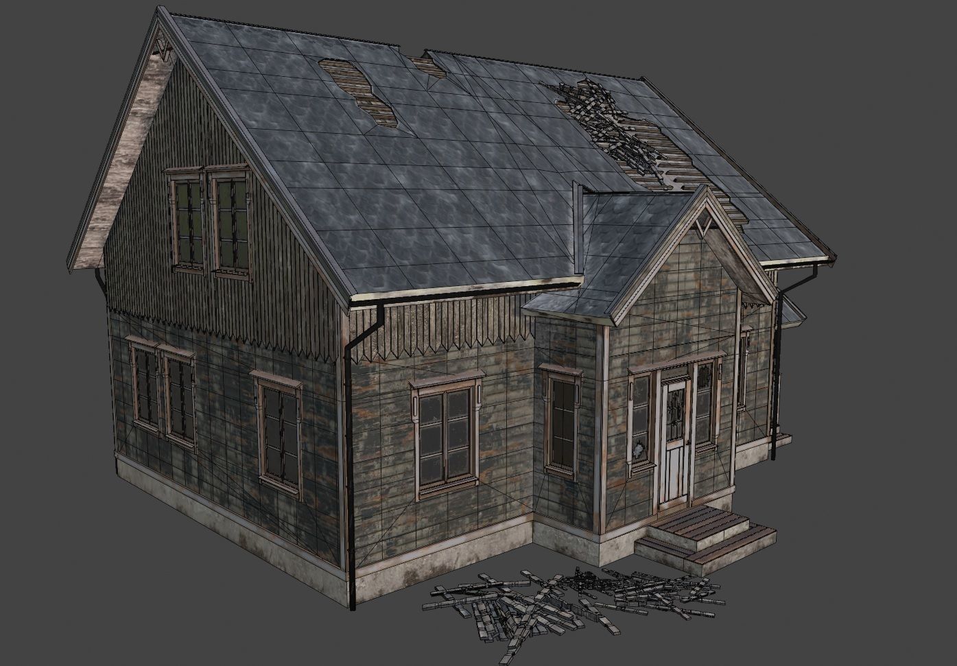 Haunted House Low-poly 3D model_6