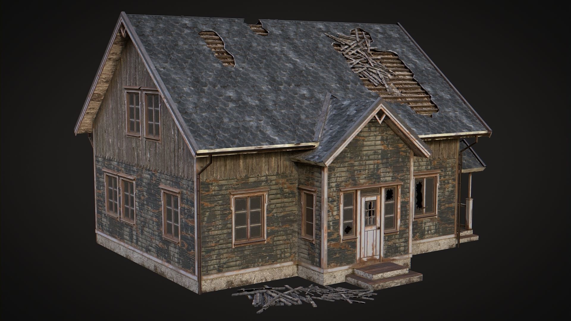 Haunted House Low-poly 3D model_1