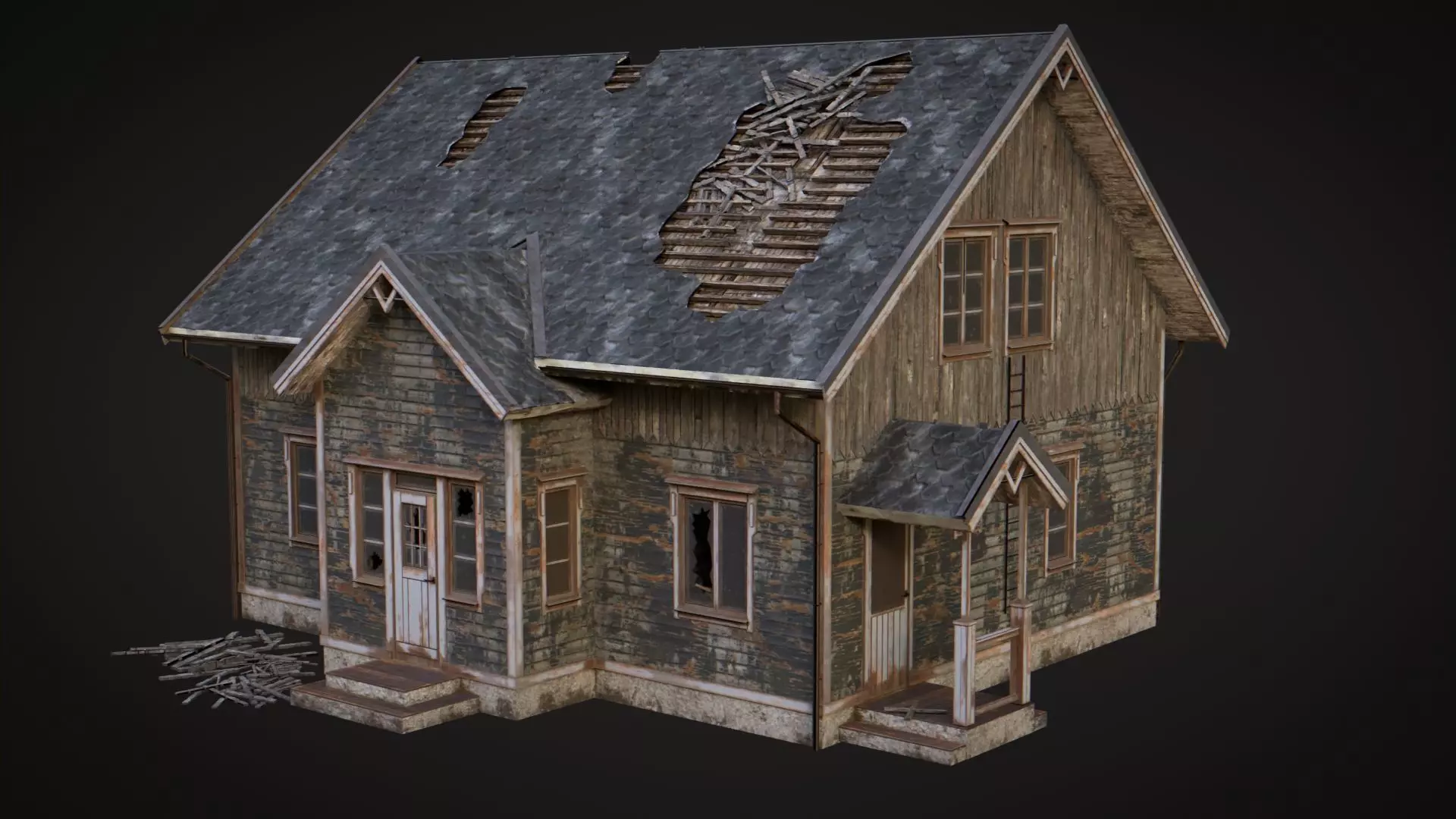 Haunted House Low-poly 3D model_0