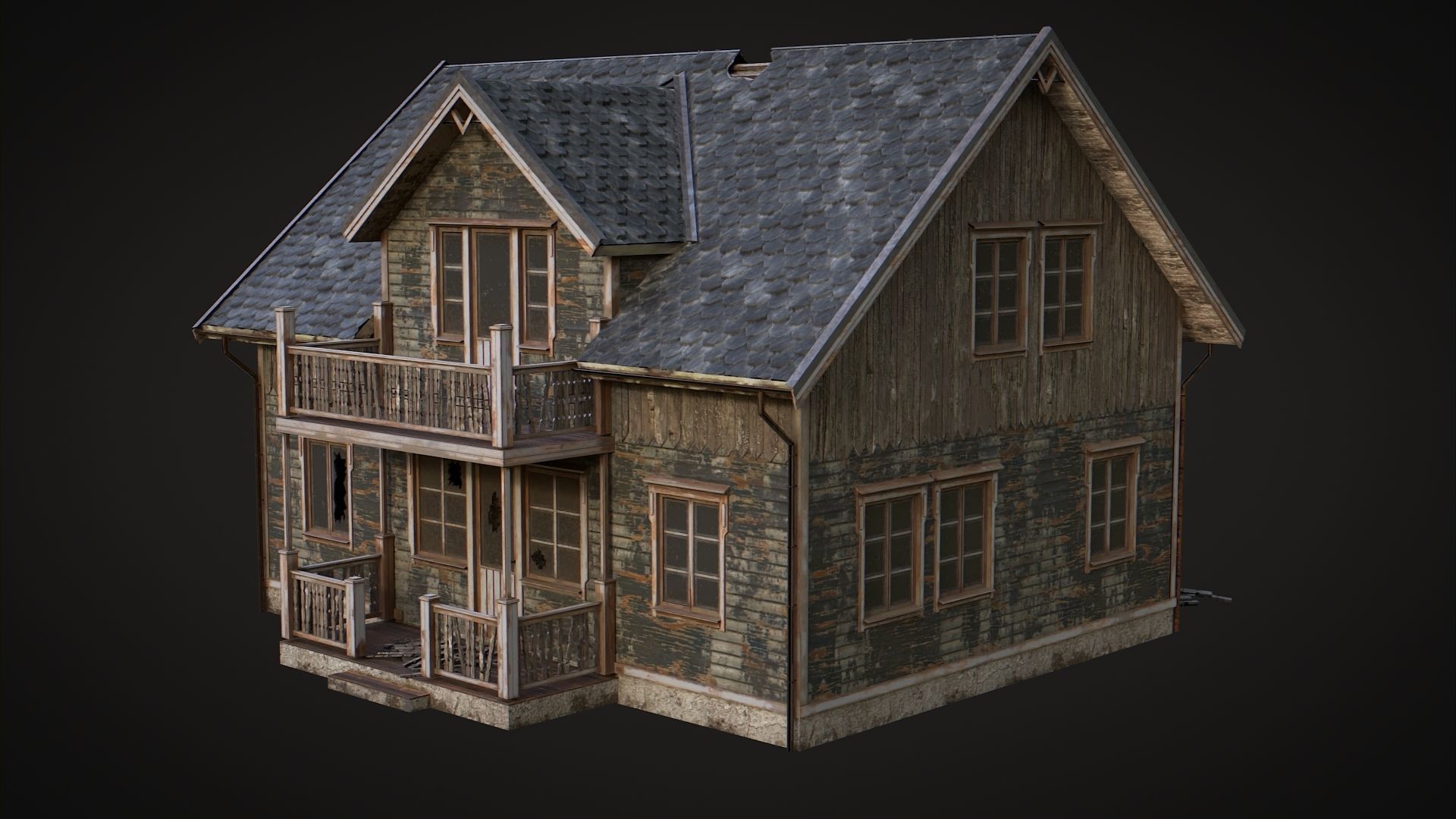 Haunted House Low-poly 3D model_3