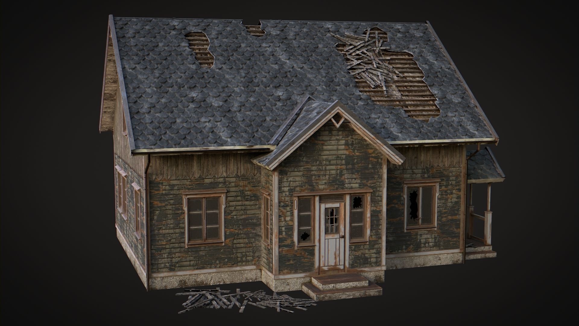 Haunted House Low-poly 3D model_2