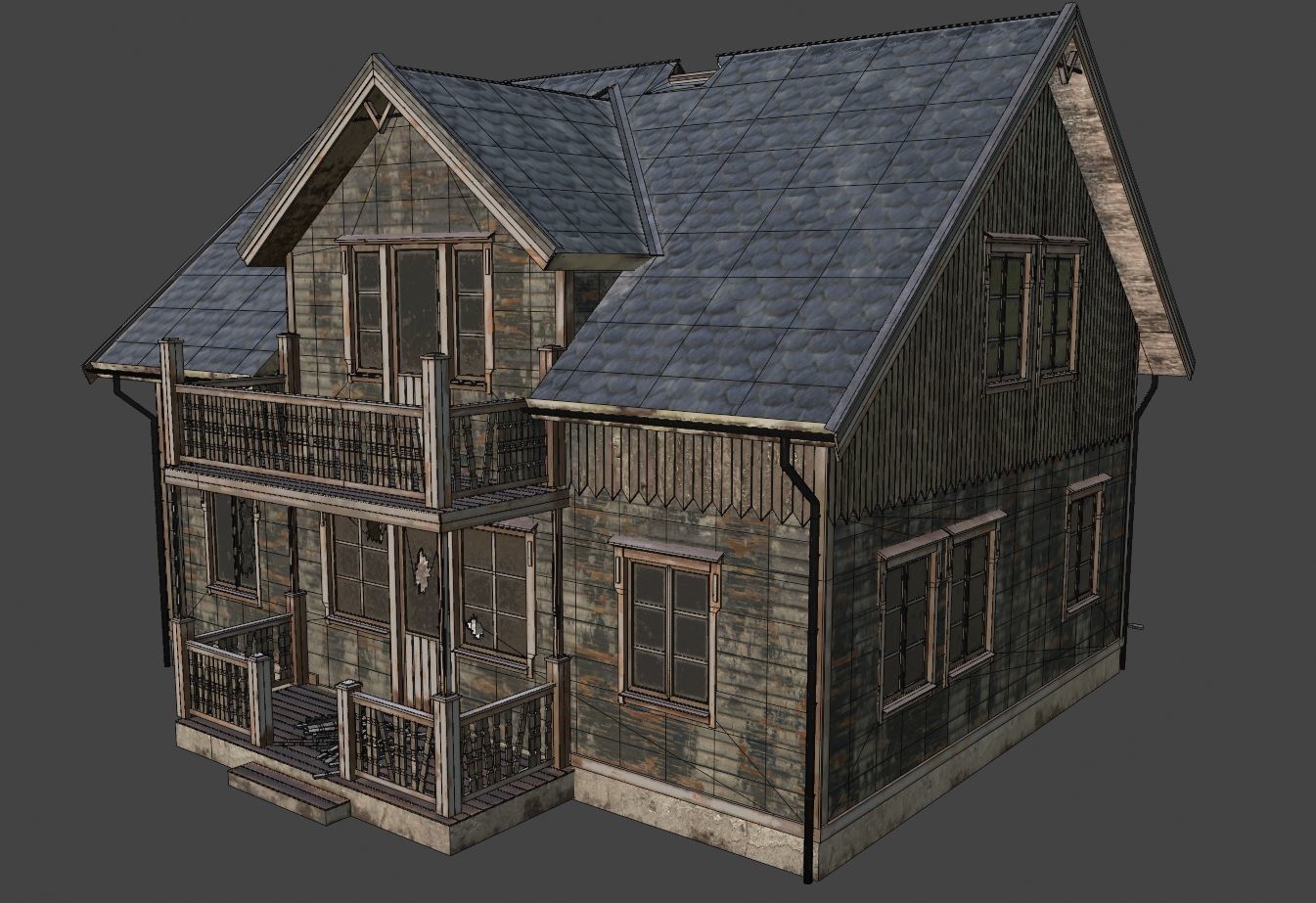 Haunted House Low-poly 3D model_5