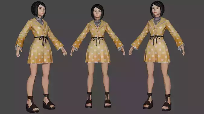 Personaj girl Low-poly 3D model