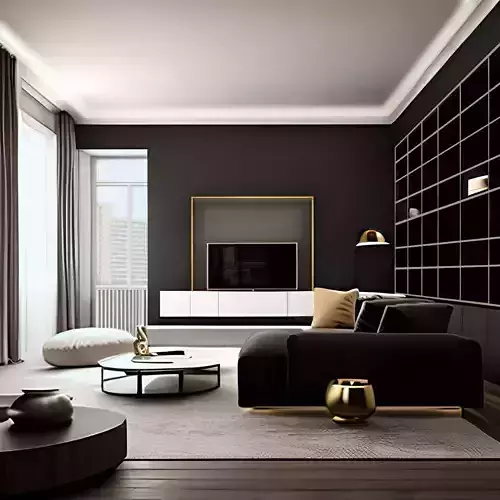 Elegante soggiorno contemporaneo 3D model