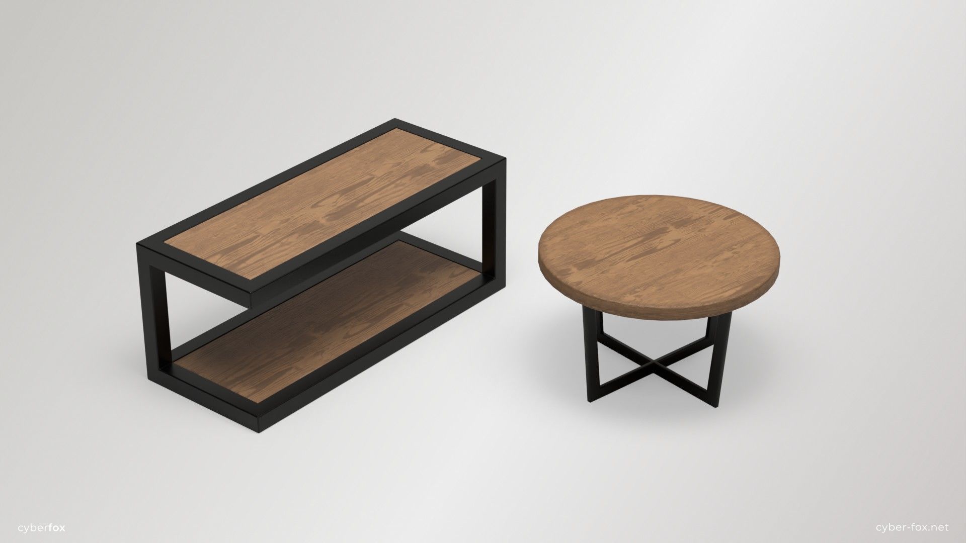 Low-poly Coffeetables Set side tables and coffee tables Low-poly 3D model_5