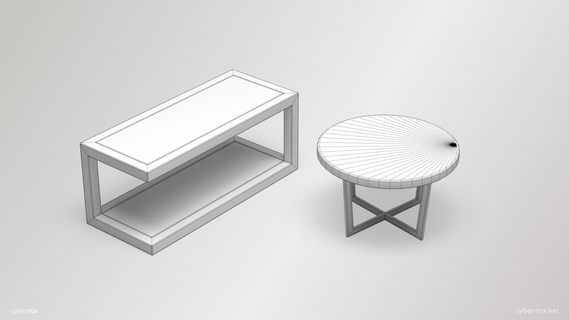 Low-poly Coffeetables Set side tables and coffee tables Low-poly 3D model_6