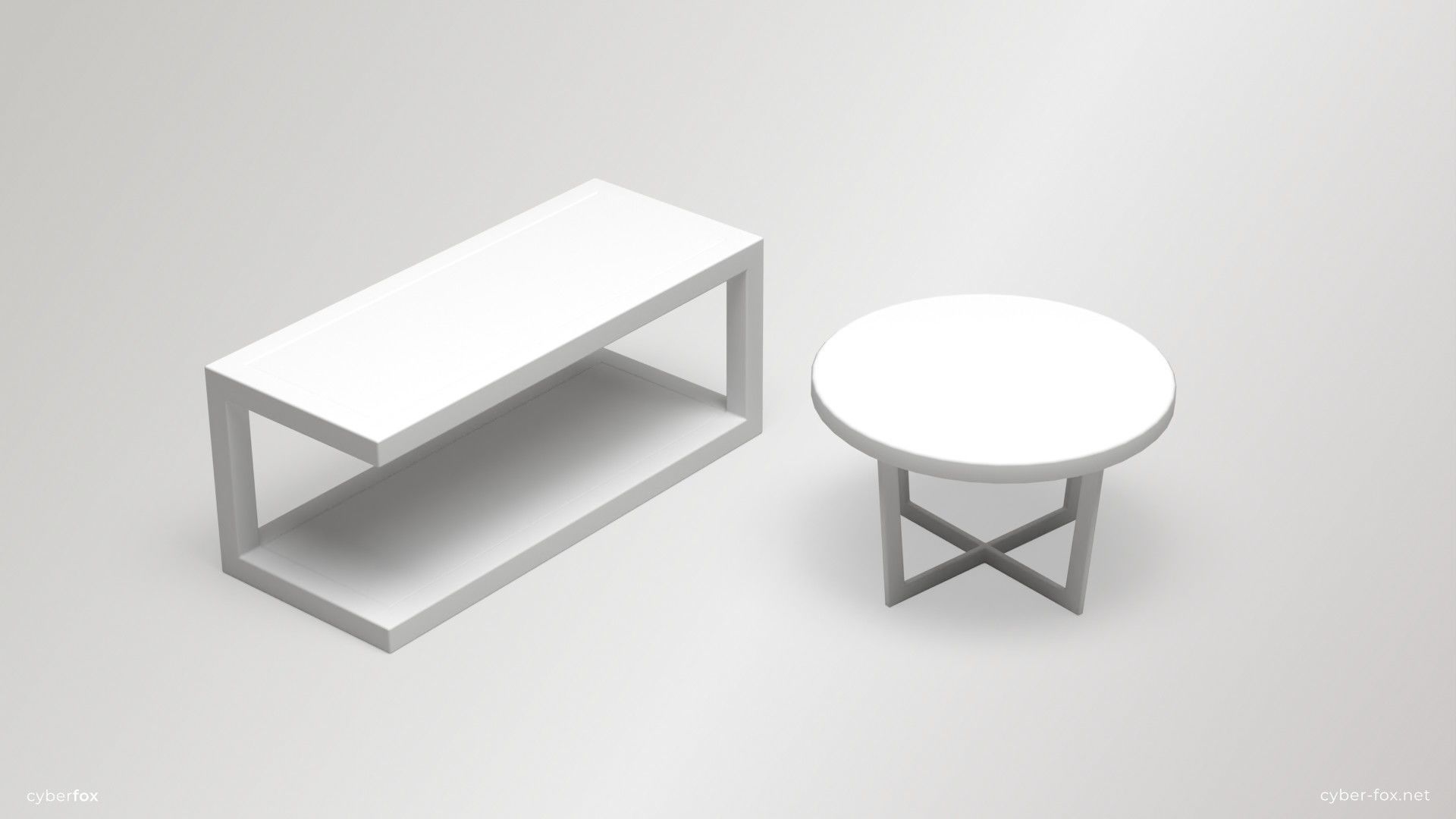 Low-poly Coffeetables Set side tables and coffee tables Low-poly 3D model_7