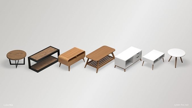 3D model Low-poly Coffeetables Set side tables and coffee tables VR ...