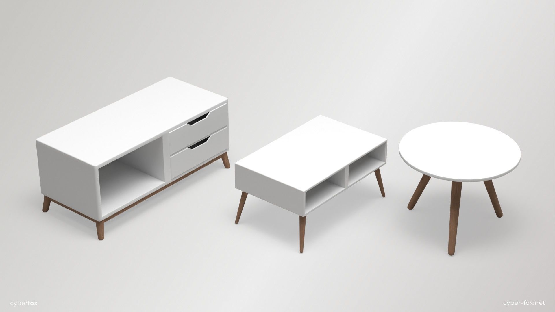 Low-poly Coffeetables Set side tables and coffee tables Low-poly 3D model_8