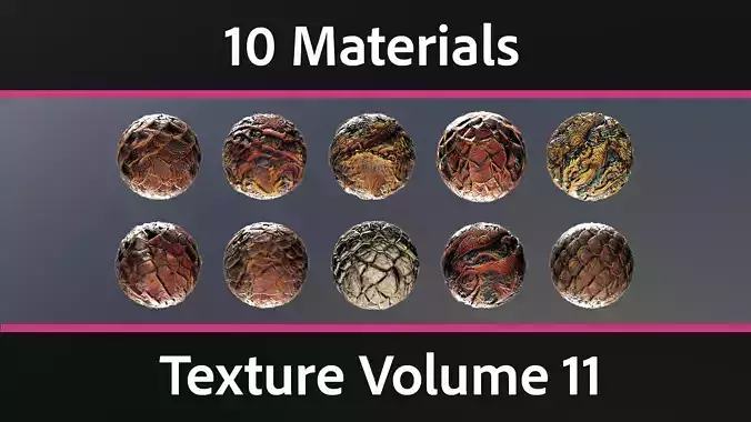 10 Materials Skin Dragon Seamless PBR Volume 11