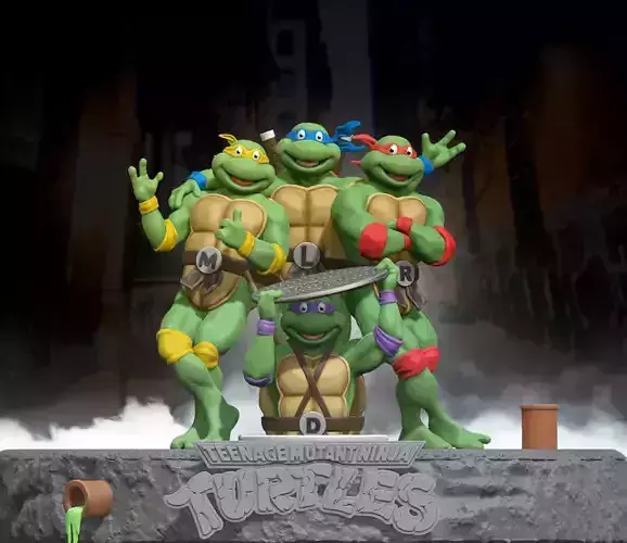 Print-ready Ninja Turtles figure 90s version 3D print model