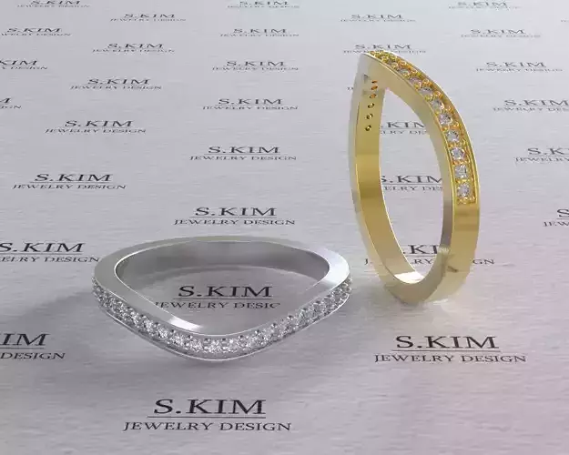 Wedding wave ring 1mm diamonds