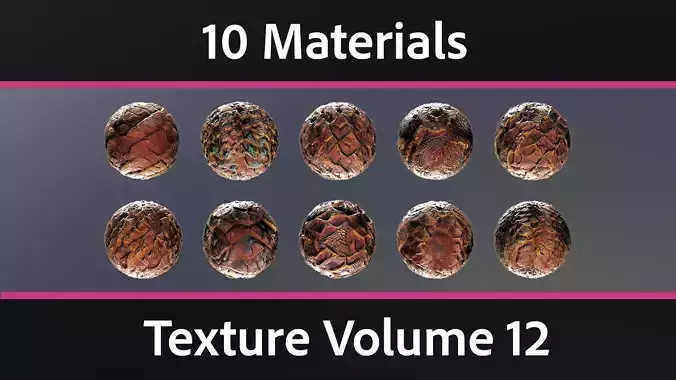 10 Materials Skin Dragon Seamless PBR Volume 12