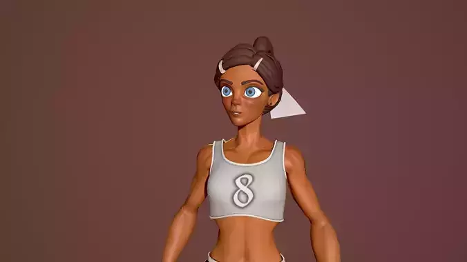 Basketball girl Low-poly 3D model