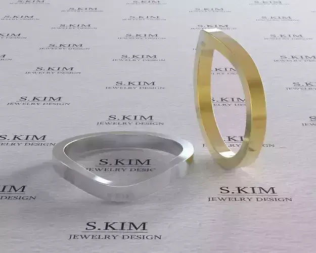 Wide wedding wave ring 