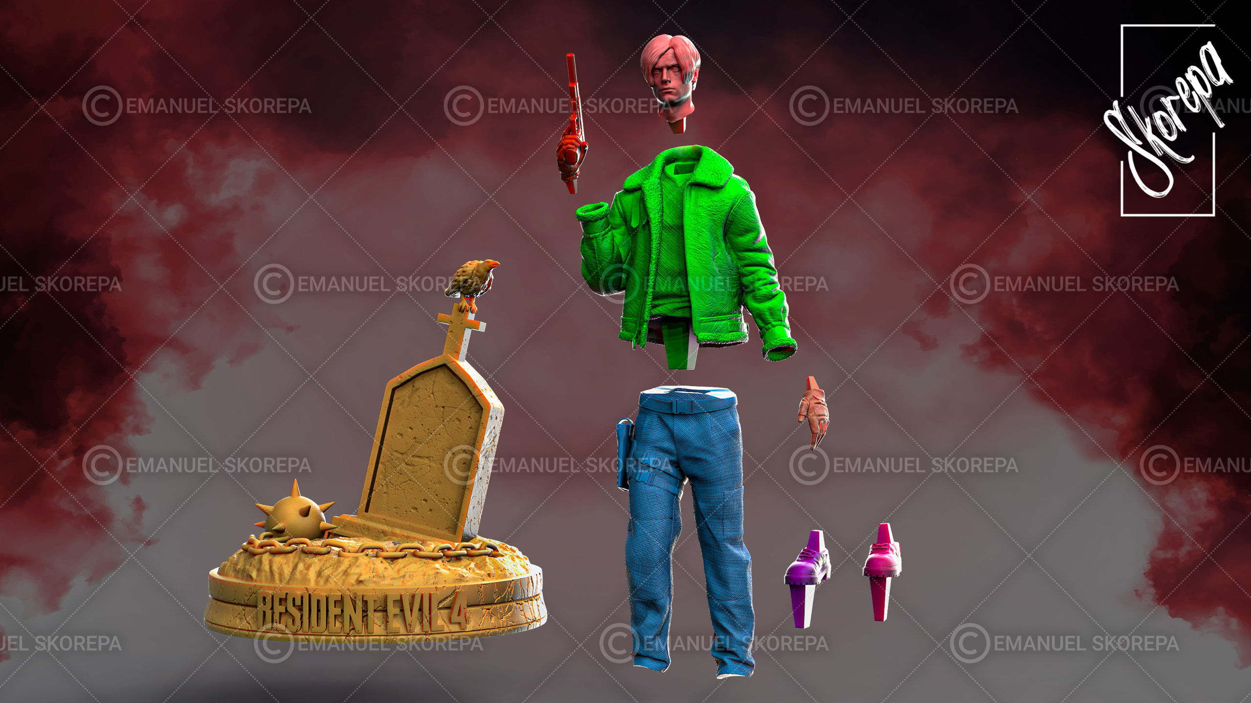 LEON KENNEDY RE4 3D print model_3