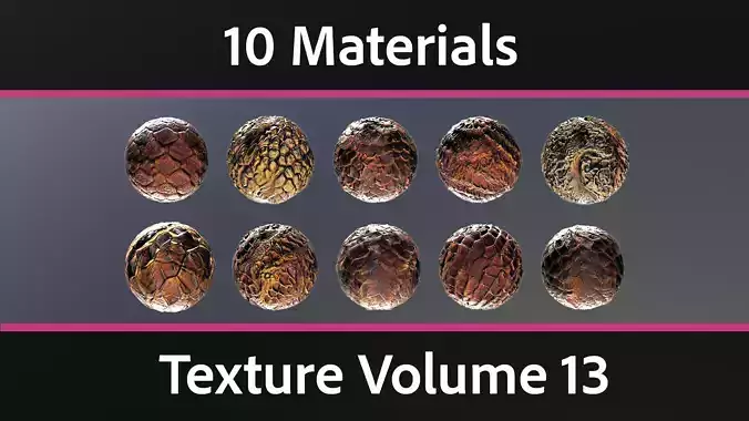 10 Materials Skin Dragon Seamless PBR Volume 13