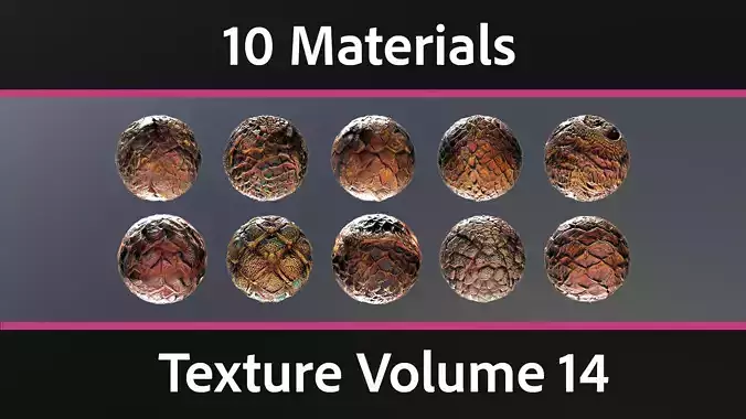 10 Materials Skin Dragon Seamless PBR Volume 14
