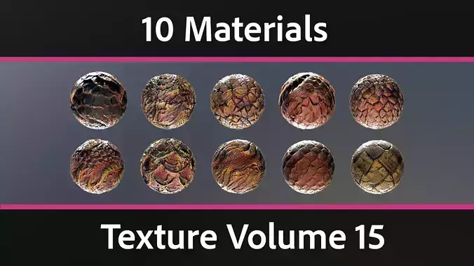 10 Materials Skin Dragon Seamless PBR Volume 15