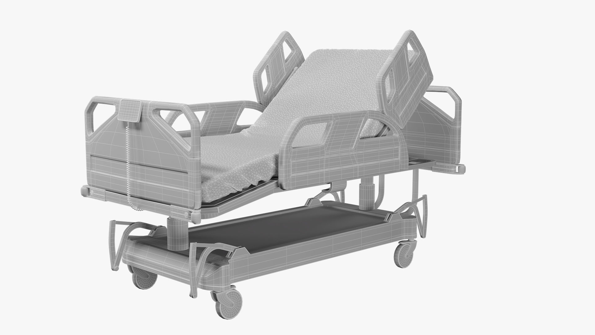 Hospital bed 3D model_9