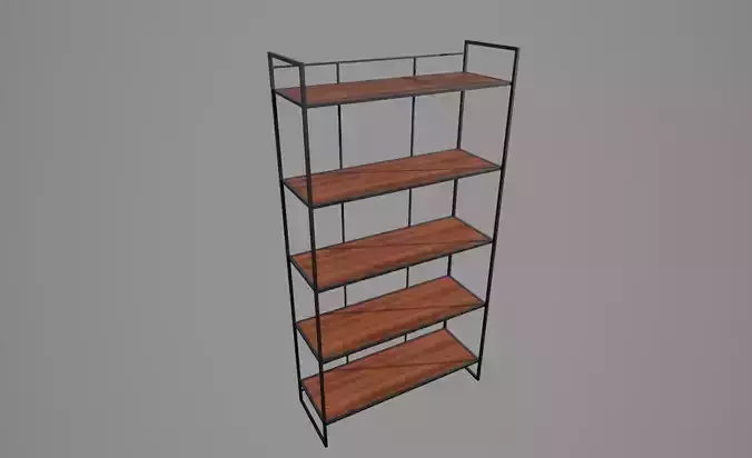 Shelvin metal bookcase with wooden shelves