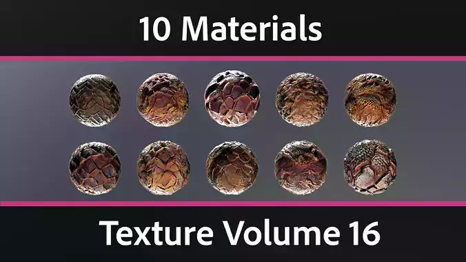 10 Materials Skin Dragon Seamless PBR Volume 16