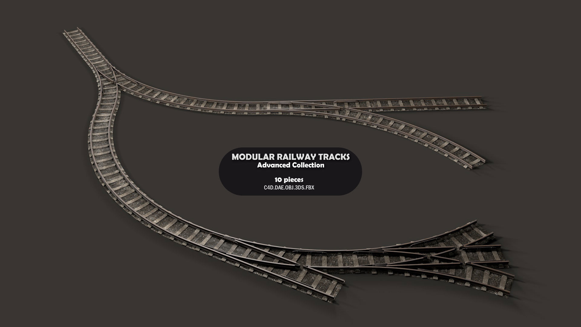 Modular Railway Track Advanced Collection 3D model_2