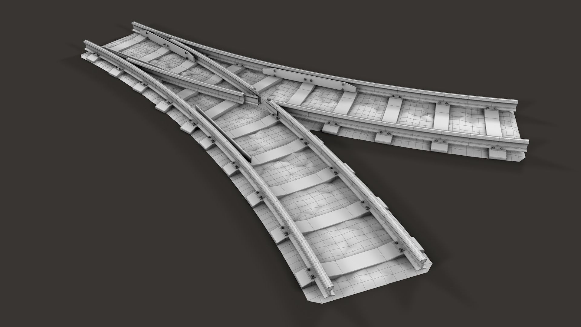 Modular Railway Track Advanced Collection 3D model_12