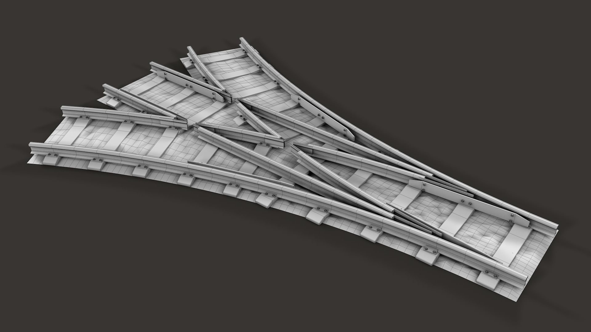 Modular Railway Track Advanced Collection 3D model_14