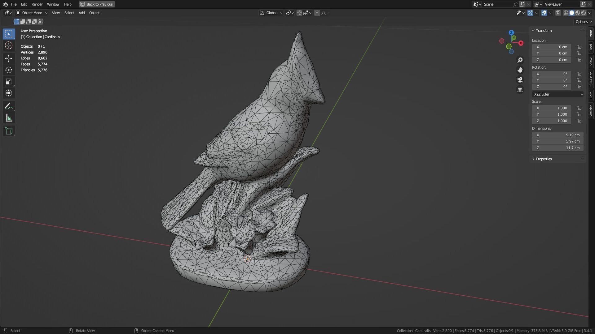 Northern Cardinalis bird Low-poly 3D model_14