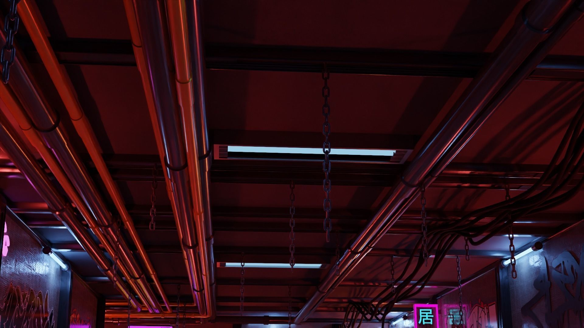 Cyberpunk corridor 3D model_4