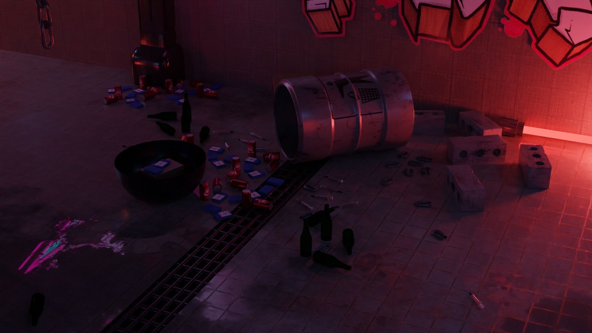 Cyberpunk corridor 3D model_2